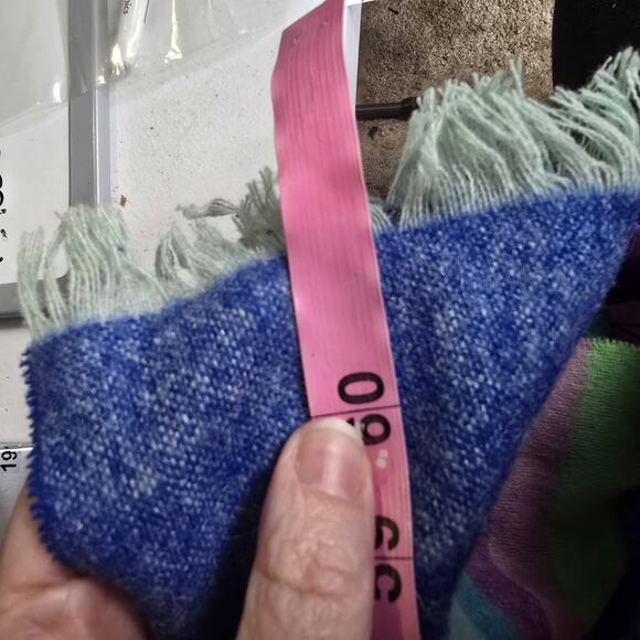 Scottish Wool Scarf Blue Multi Stripe Cozy Scotland 64" Long Colorblock Soft - Picture 6 of 8